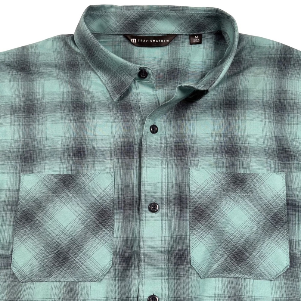 Travis Mathew Cloud Flannel Shirt Mens Medium Blue Plaid Long Sleeve 1MZ383